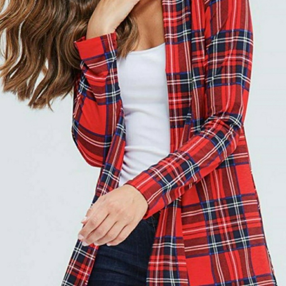 Super cute red plaid cardigan